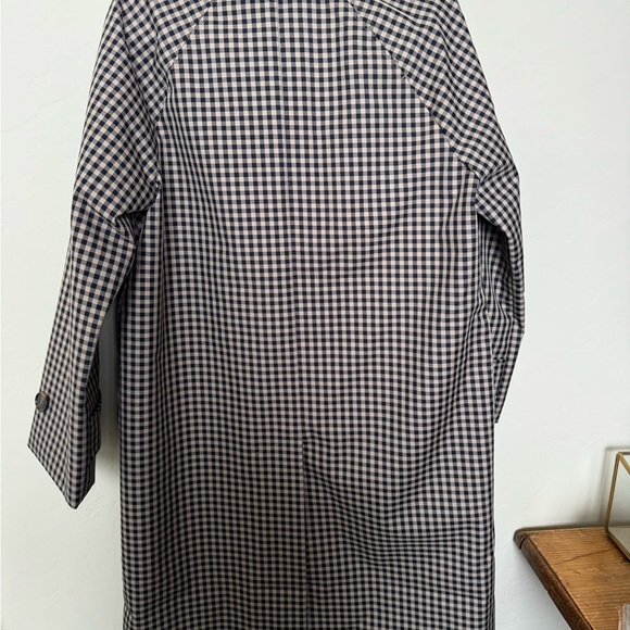 Barbour Nadine Tan and Navy Check Trench Coat Size 4 NWT - Picture 9 of 9